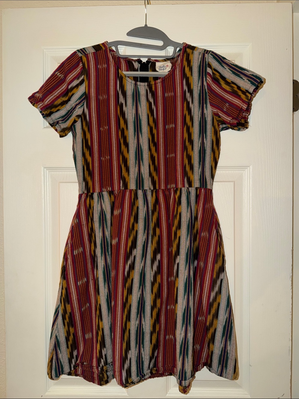 Mata Traders Red and Green bold babydoll dress - Fairtrade